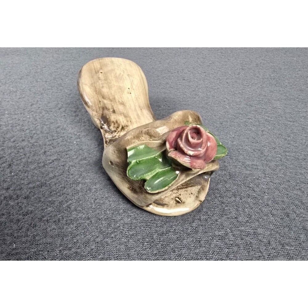 Vintage Nuova Capodimonte Flower Shoe Heel Slipper Sandal Porcelain Italy Small